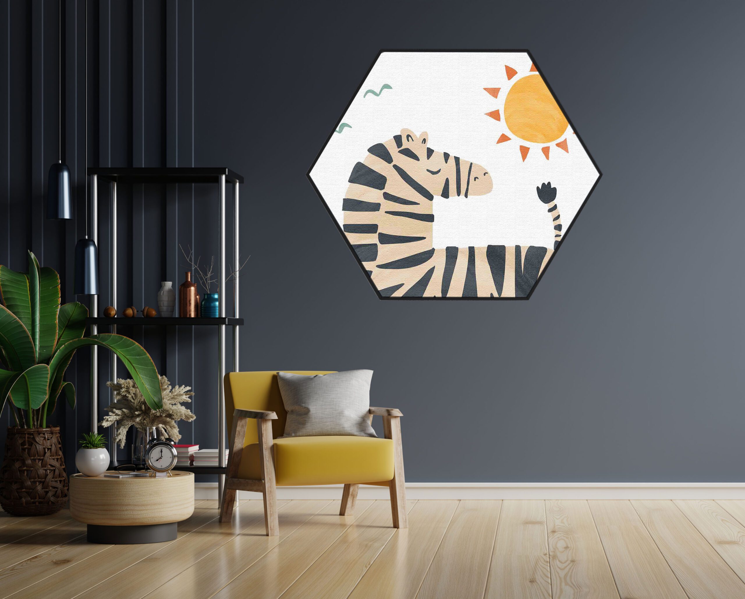 Akoestisch Schilderij Zebrapaardje in het zonnetje Hexagon Template Hexagon kinderen 31 1 1 scaled 1