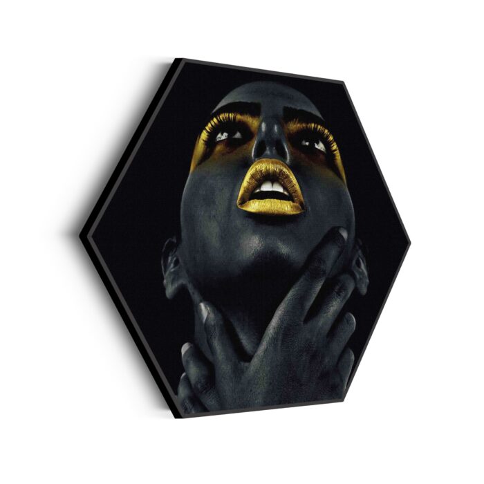 Akoestisch Schilderij Dame Gouden Make up Hexagon Template Hexagon lifestyle 10 scaled 1