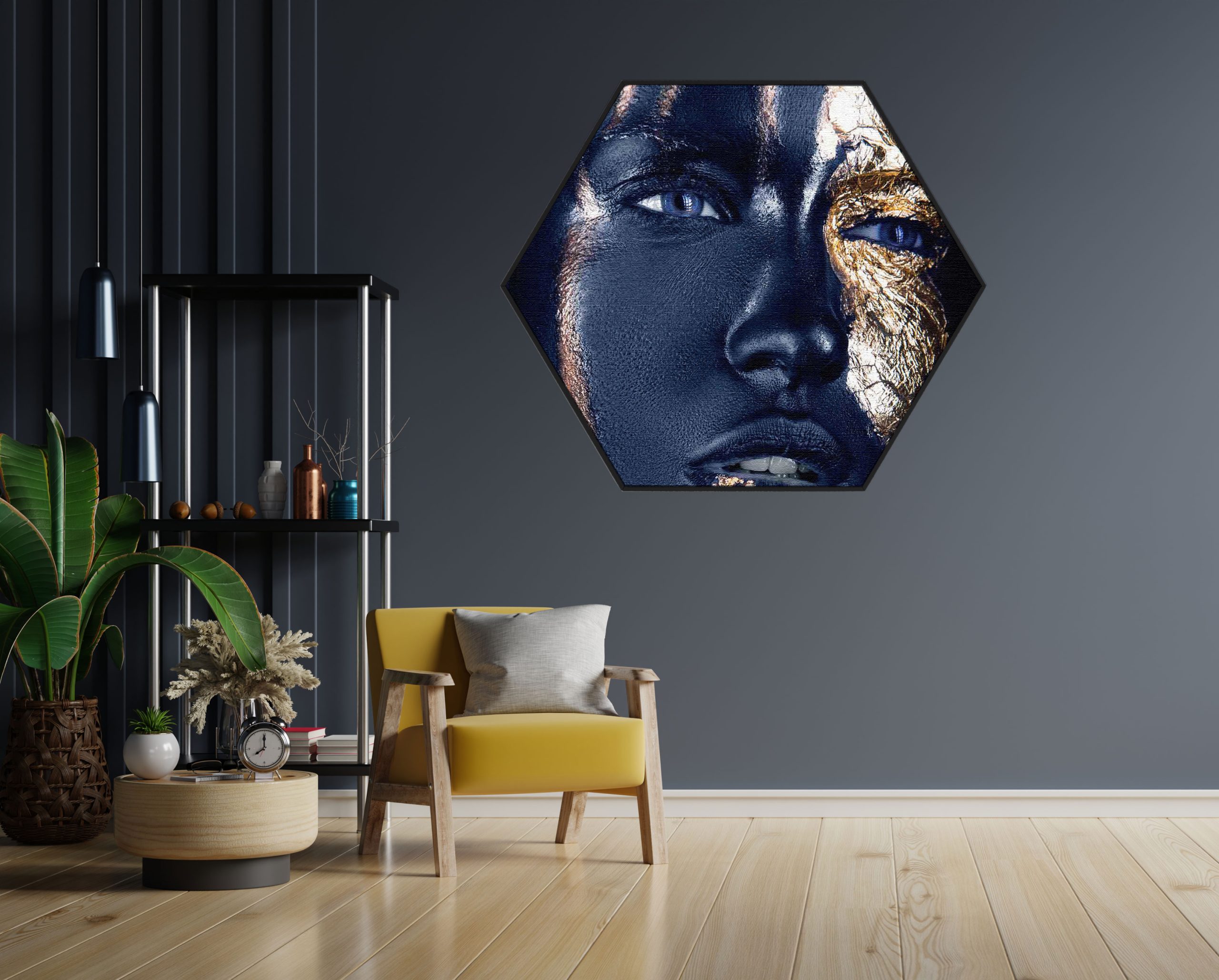 Akoestisch Schilderij Golden Whoman 05 Hexagon Template Hexagon lifestyle 16 1 scaled 1