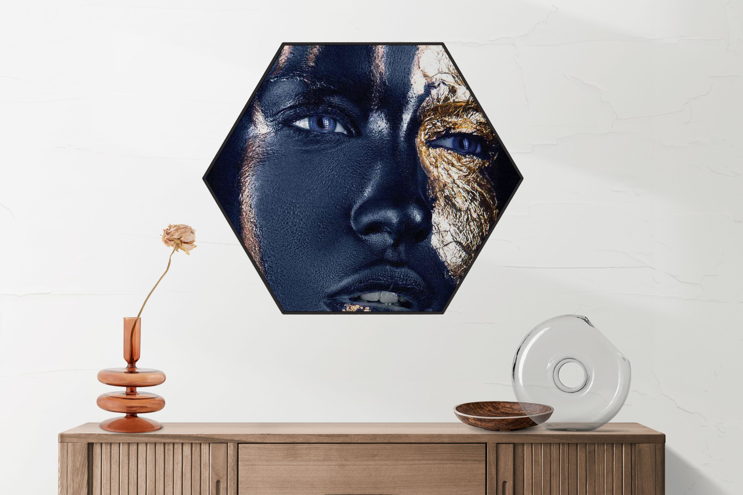 Akoestisch Schilderij Golden Whoman 05 Hexagon Template Hexagon lifestyle 16 2 scaled 1