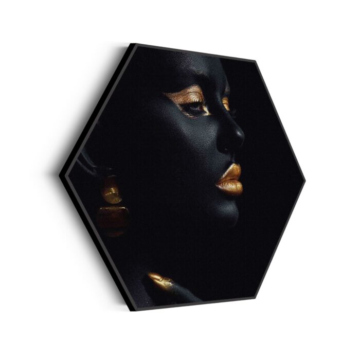 Akoestisch Schilderij Dame Gouden Make up Hexagon Template Hexagon lifestyle 18 scaled 1