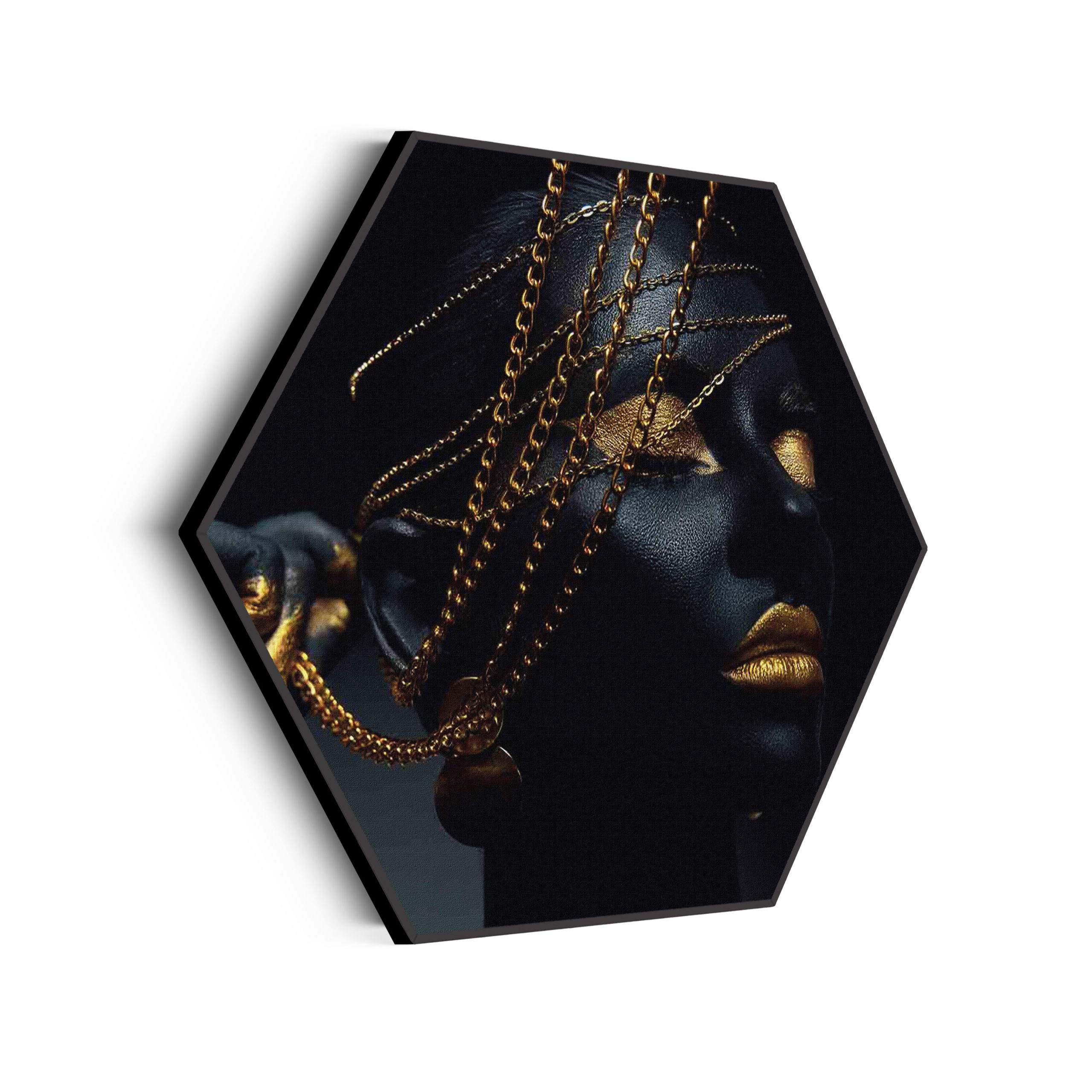 Akoestisch Schilderij Dame Gouden Make up Hexagon Template Hexagon lifestyle 19 scaled 1