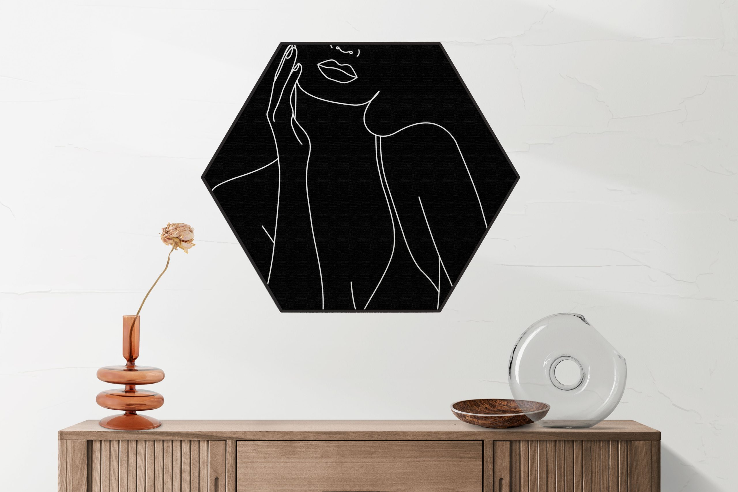 Akoestisch Schilderij Dame Gouden Make up Hexagon Template Hexagon lifestyle 20 2 scaled 1