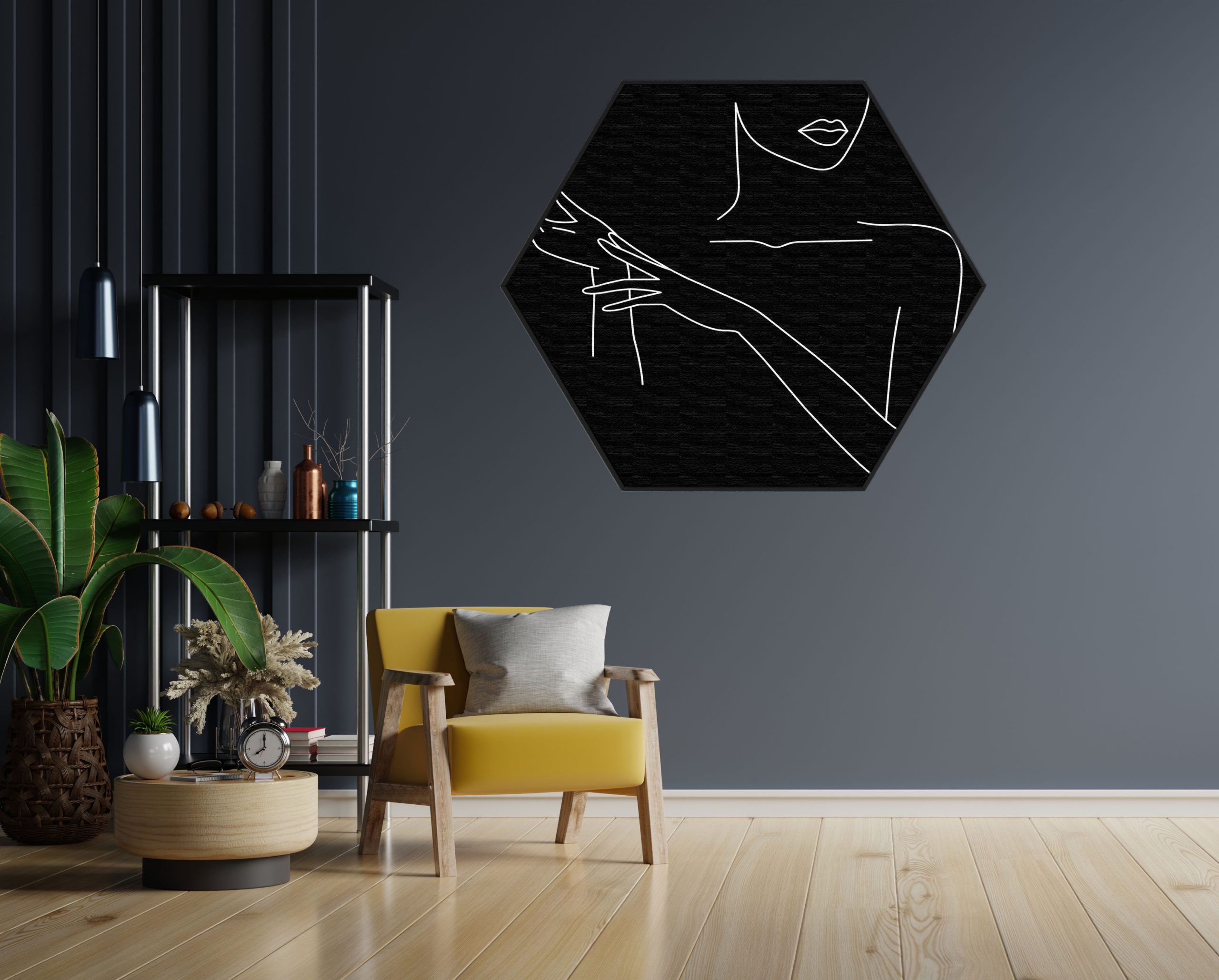 Akoestisch Schilderij Dame Gouden Make up Hexagon Template Hexagon lifestyle 21 1 scaled 1