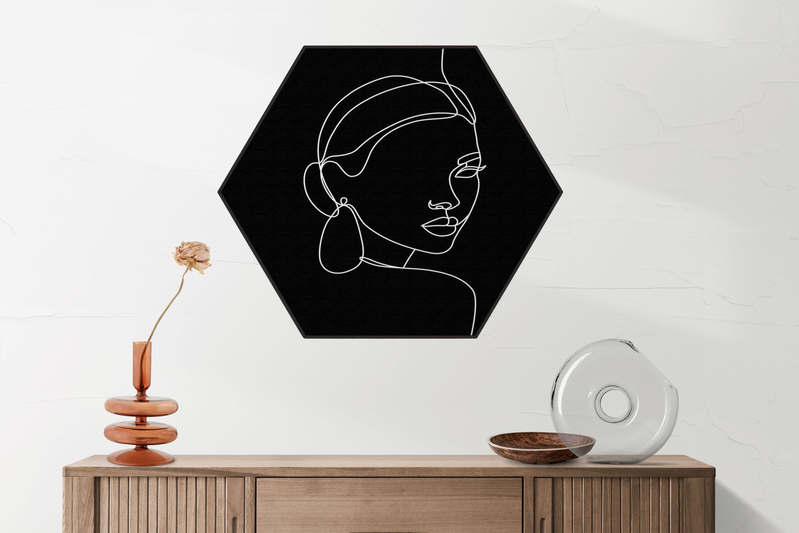 Akoestisch Schilderij Dame Gouden Make up Hexagon Template Hexagon lifestyle 22 2 scaled 1