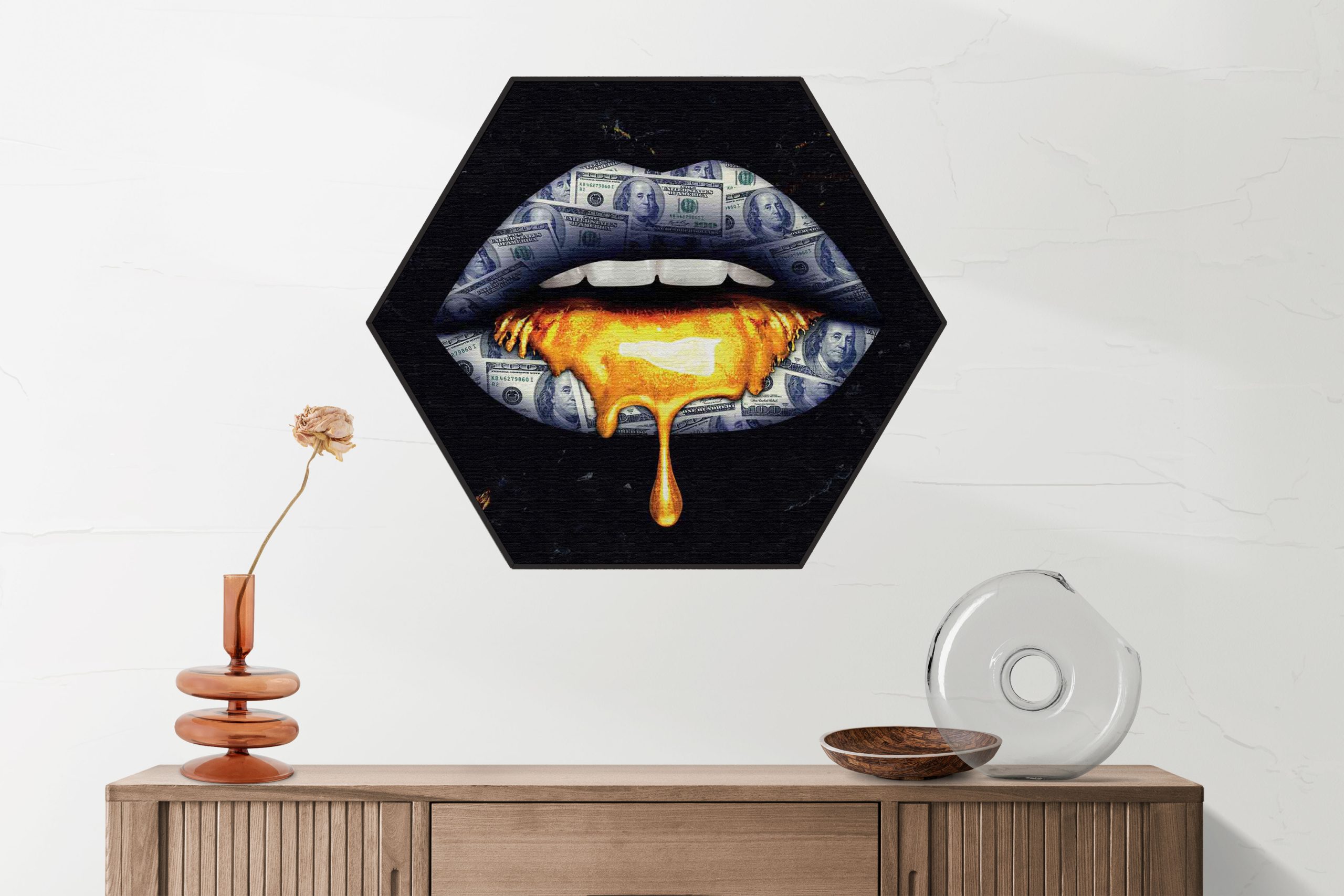 Akoestisch Schilderij Dame Gouden Make up Hexagon Template Hexagon lifestyle 5 2 scaled 1