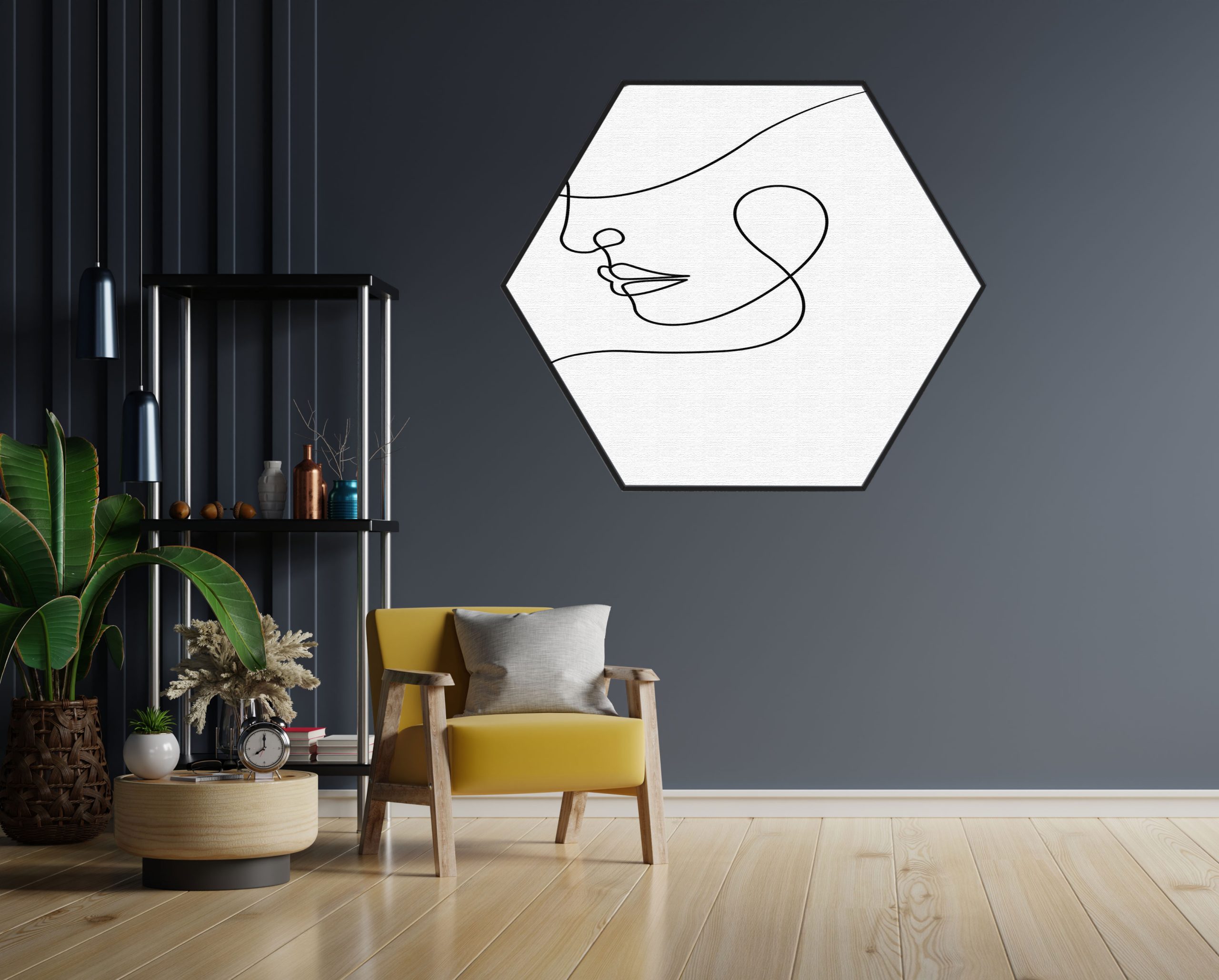 Akoestisch Schilderij Dame Gouden Make up Hexagon Template Hexagon lifestyle 8 1 scaled 1