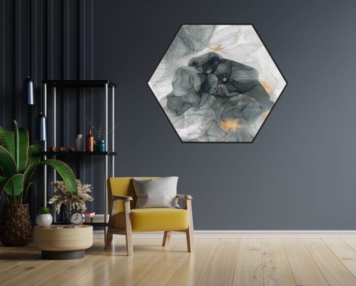 Akoestisch Schilderij Abstract Marmer Look Grijs met Goud 02 Hexagon Template Hexagon marmer 10 1 scaled 1