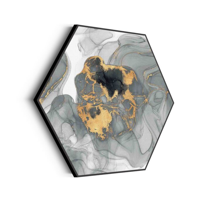 Akoestisch Schilderij Abstract Marmer Look Grijs met Goud 03 Hexagon Template Hexagon marmer 11 scaled 1