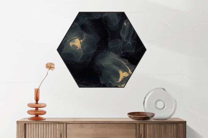 Akoestisch Schilderij Abstract Marmer Look Zwart met Goud 03 Hexagon Template Hexagon marmer 12 2 scaled 1