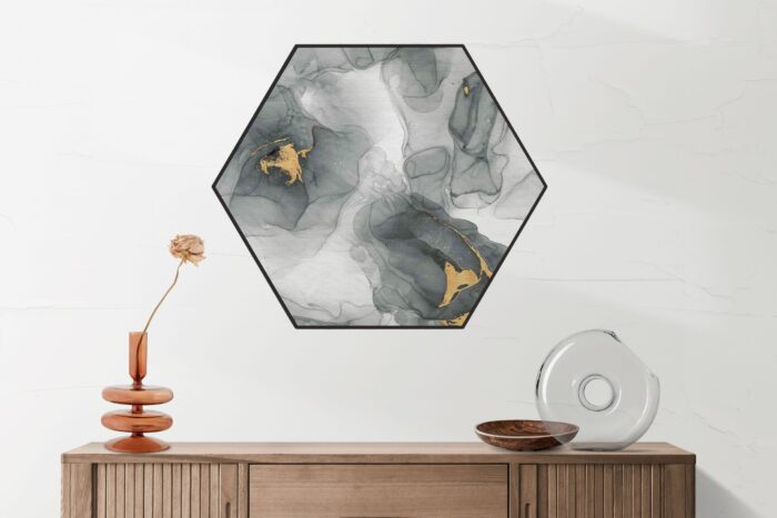 Akoestisch Schilderij Abstract Marmer Look Grijs met Goud 04 Hexagon Template Hexagon marmer 13 2 scaled 1