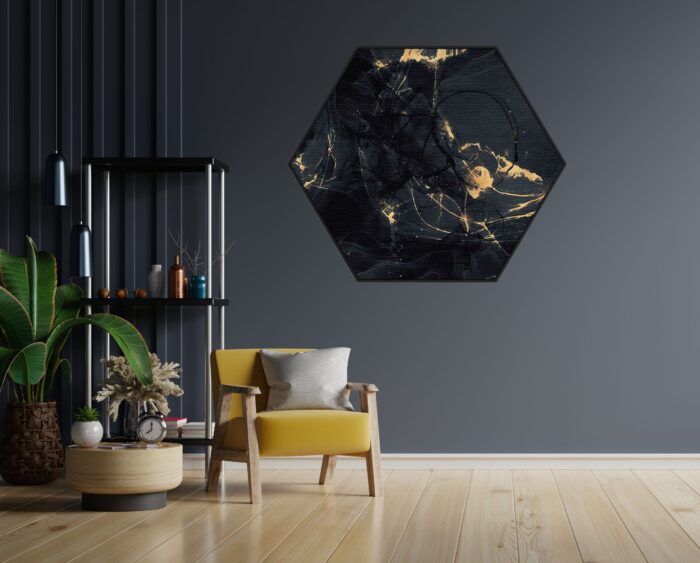 Akoestisch Schilderij Abstract Marmer Look Zwart met Goud 05 Hexagon Template Hexagon marmer 16 1 scaled 1