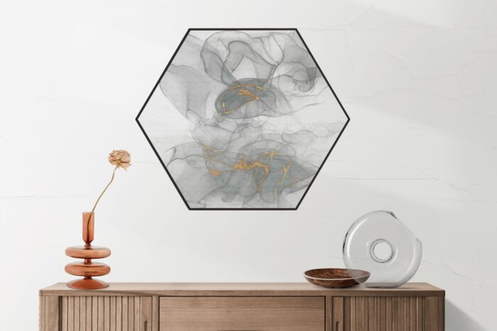 Akoestisch Schilderij Abstract Marmer Look Grijs met Goud 07 Hexagon Template Hexagon marmer 18 2 scaled 1