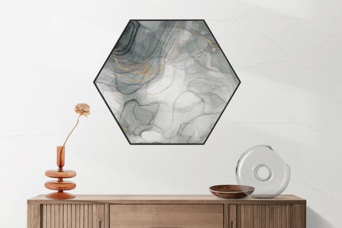 Akoestisch Schilderij Abstract Marmer Look Grijs met Goud 01 Hexagon Template Hexagon marmer 7 2 scaled 1