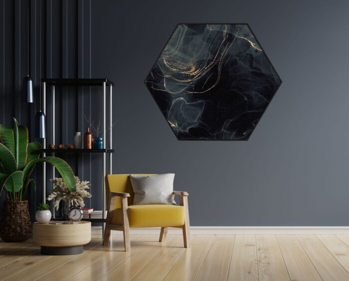 Akoestisch Schilderij Abstract Marmer Look Zwart met Goud 01 Hexagon Template Hexagon marmer 8 1 scaled 1