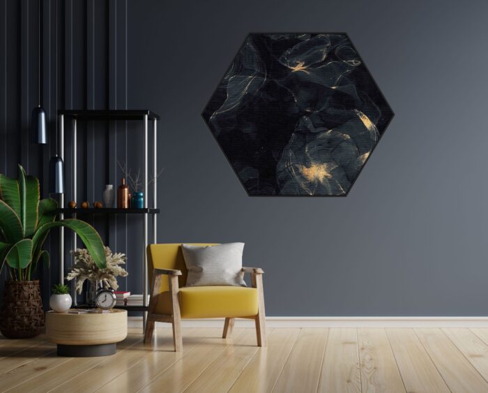 Akoestisch Schilderij Abstract Marmer Look Zwart met Goud 02 Hexagon Template Hexagon marmer 9 1 scaled 1
