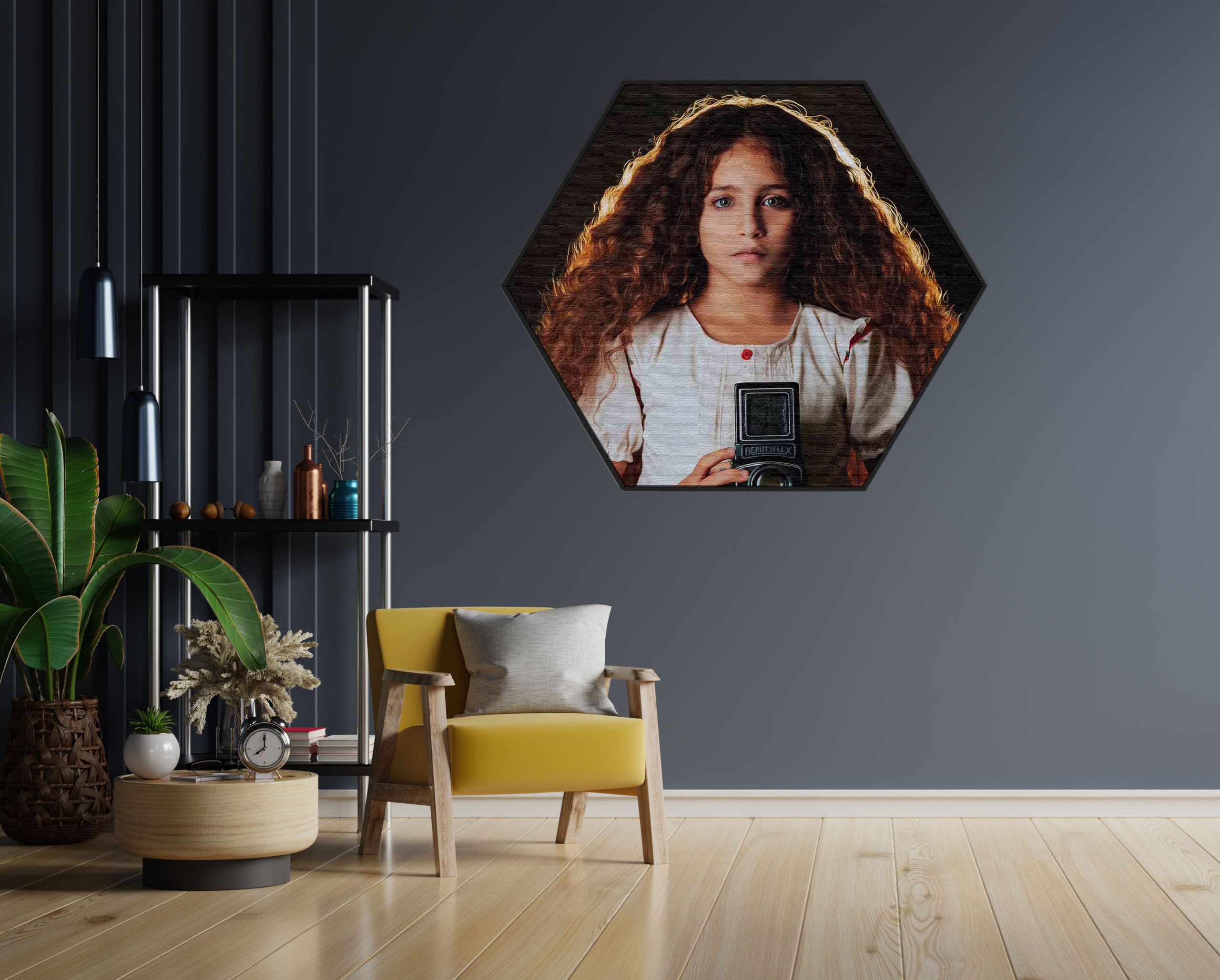 Akoestisch Schilderij Mooi Jong Meisje Met Camera Hexagon Template Hexagon mensen 22 1 scaled 1