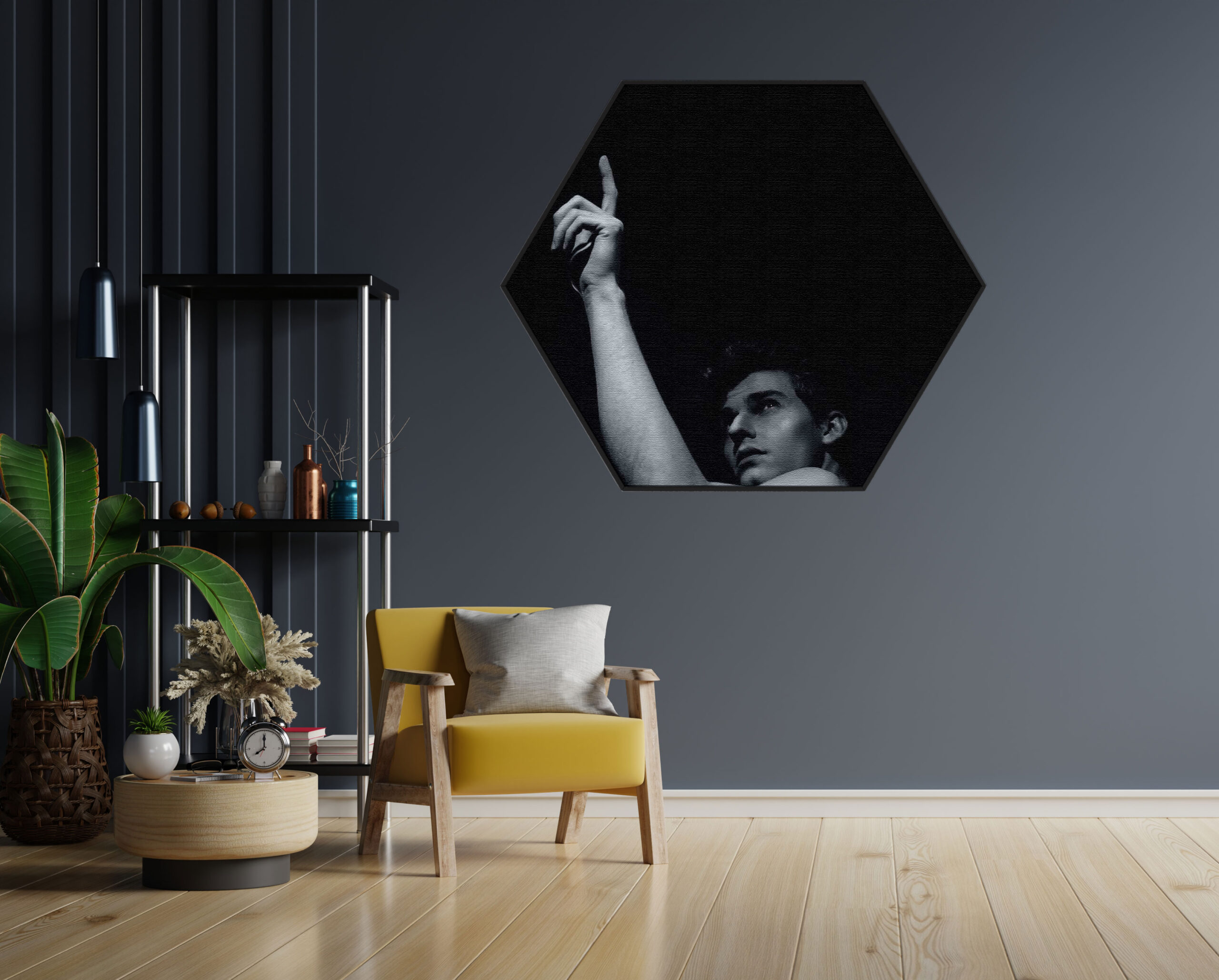 Akoestisch Schilderij Mooie Jonge Man Met Ontbloot Bovenlichaam Hexagon Template Hexagon mensen 28 1 scaled 1