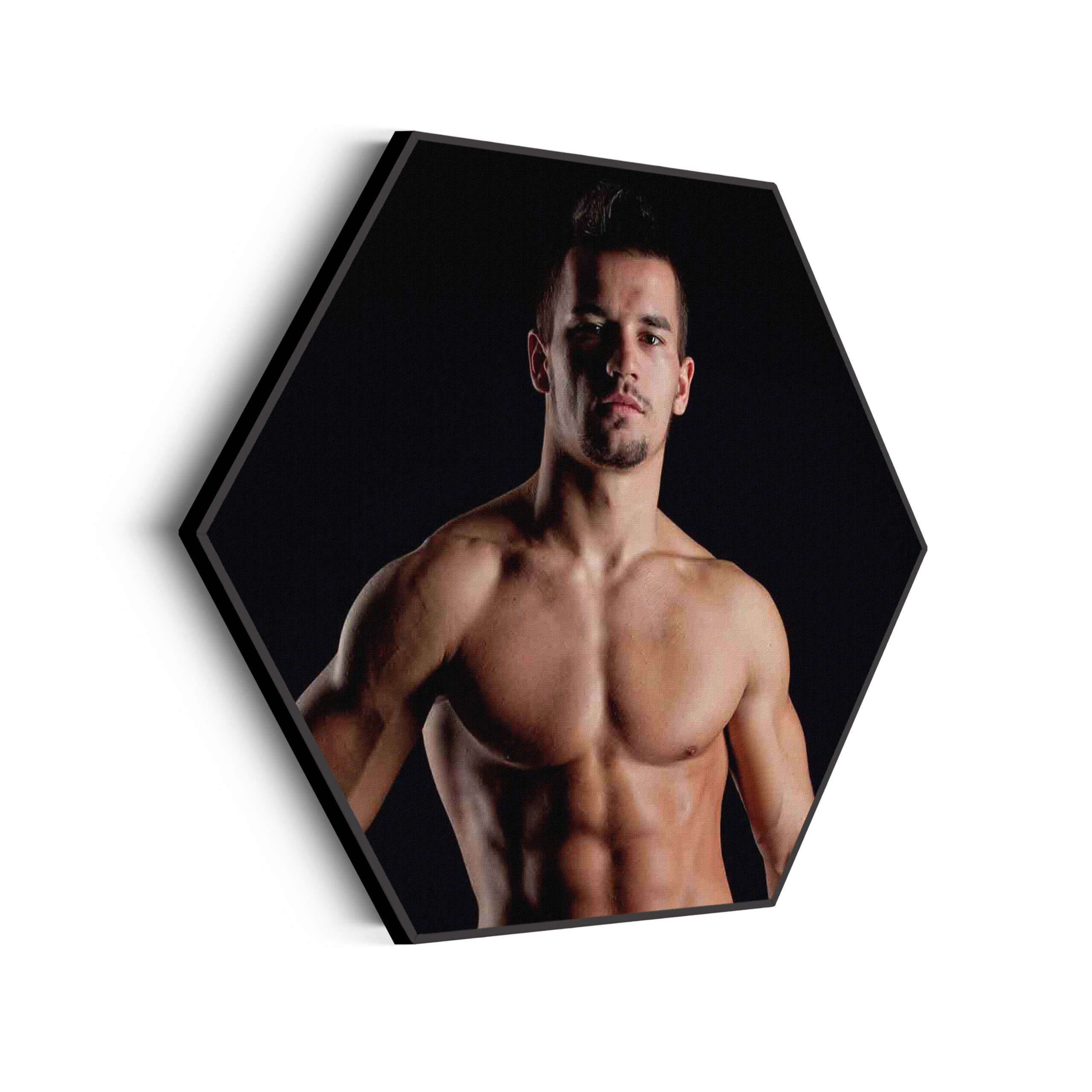 Akoestisch Schilderij Man Met Ontbloot Bovenlichaam Hexagon Template Hexagon mensen 29 scaled 1