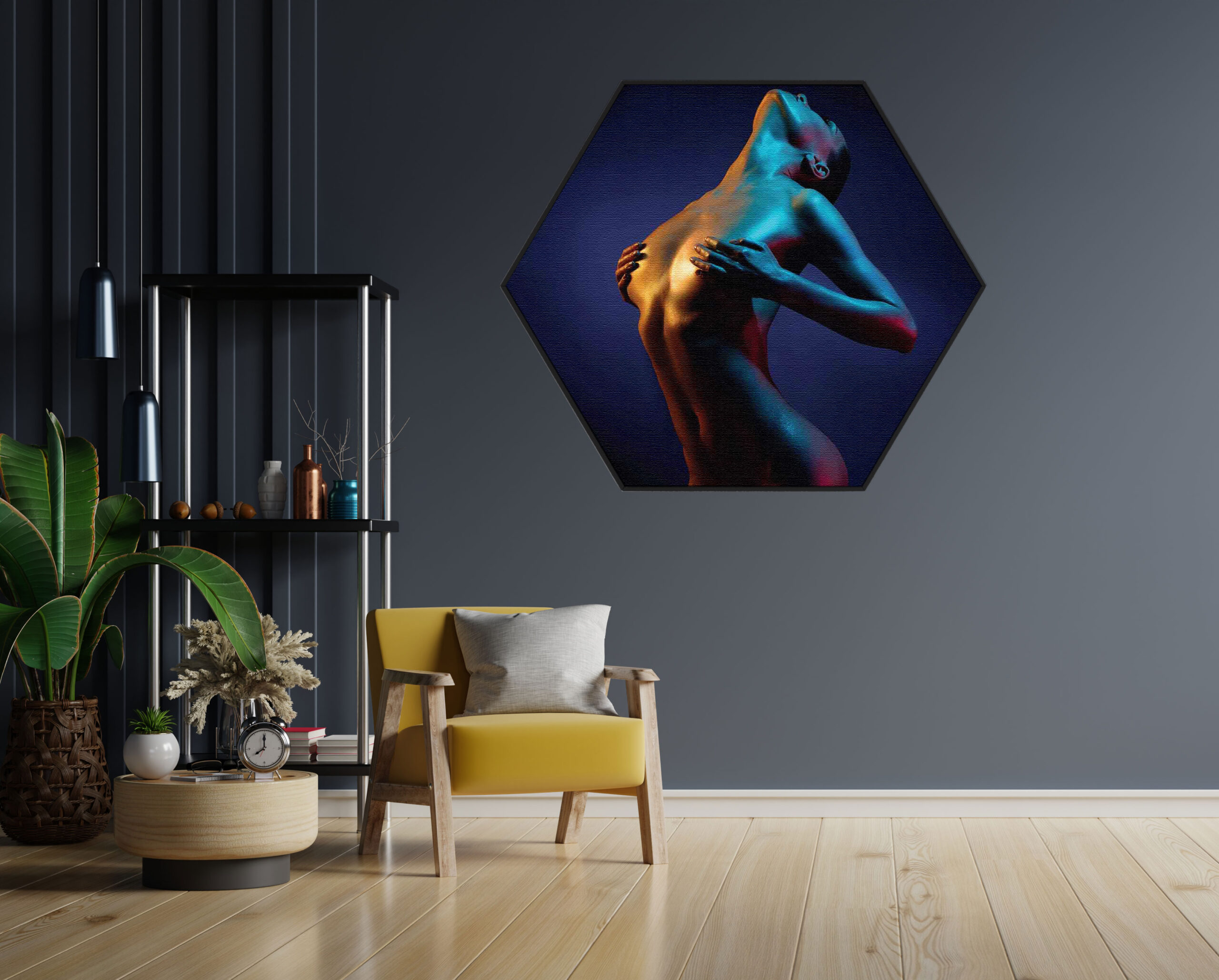 Akoestisch Schilderij Artistieke Mooie Vrouw Goud 01 Hexagon Template Hexagon mensen 31 1 scaled 1