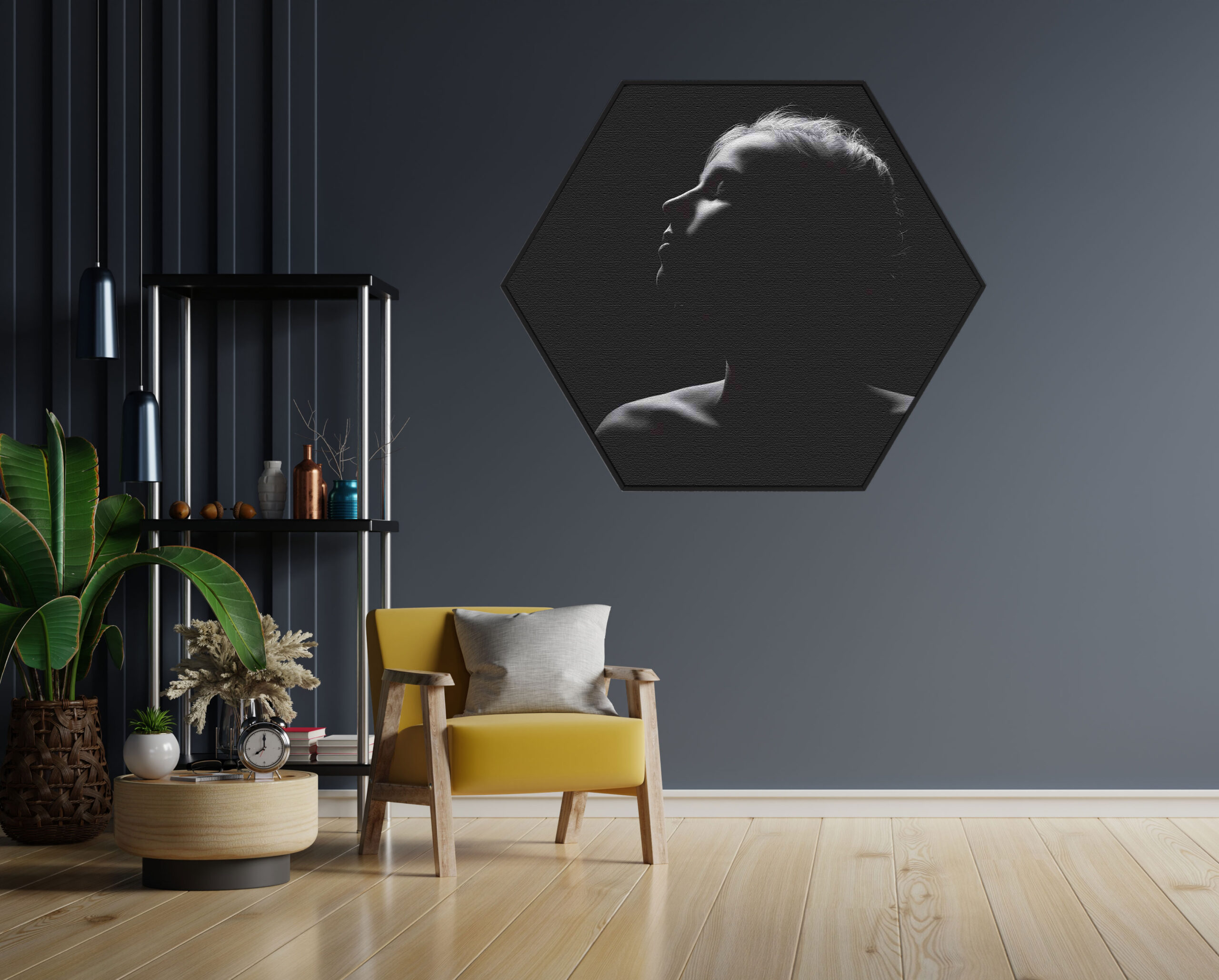Akoestisch Schilderij Mooie Vrouw Wegkijkend Hexagon Template Hexagon mensen 35 1 scaled 1