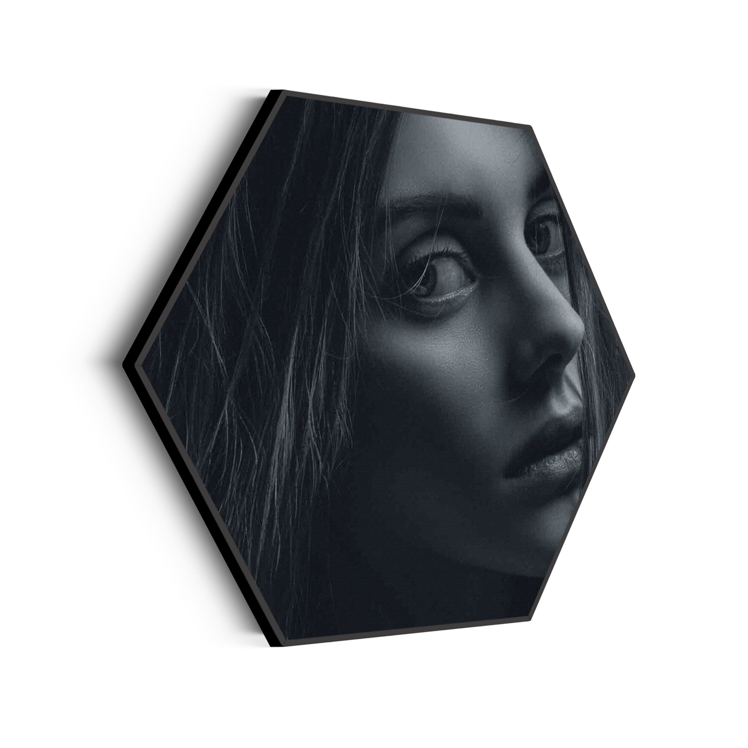 Akoestisch Schilderij Mooie Vrouw in Het Duister Hexagon Template Hexagon mensen 5 scaled 1