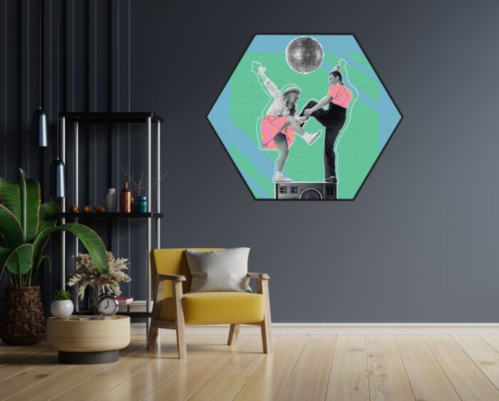 Akoestisch Schilderij The Dancing Disco Hexagon Template Hexagon muziek 1 1 scaled 1