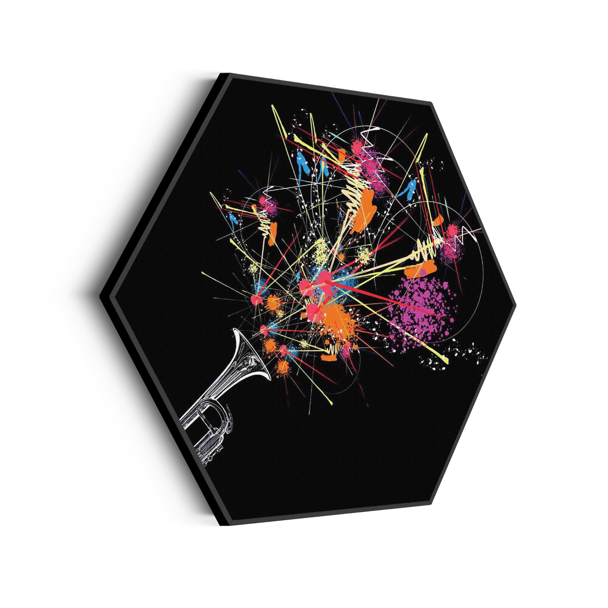 Akoestisch Schilderij Saxofonist Hexagon Template Hexagon muziek 12 scaled 1