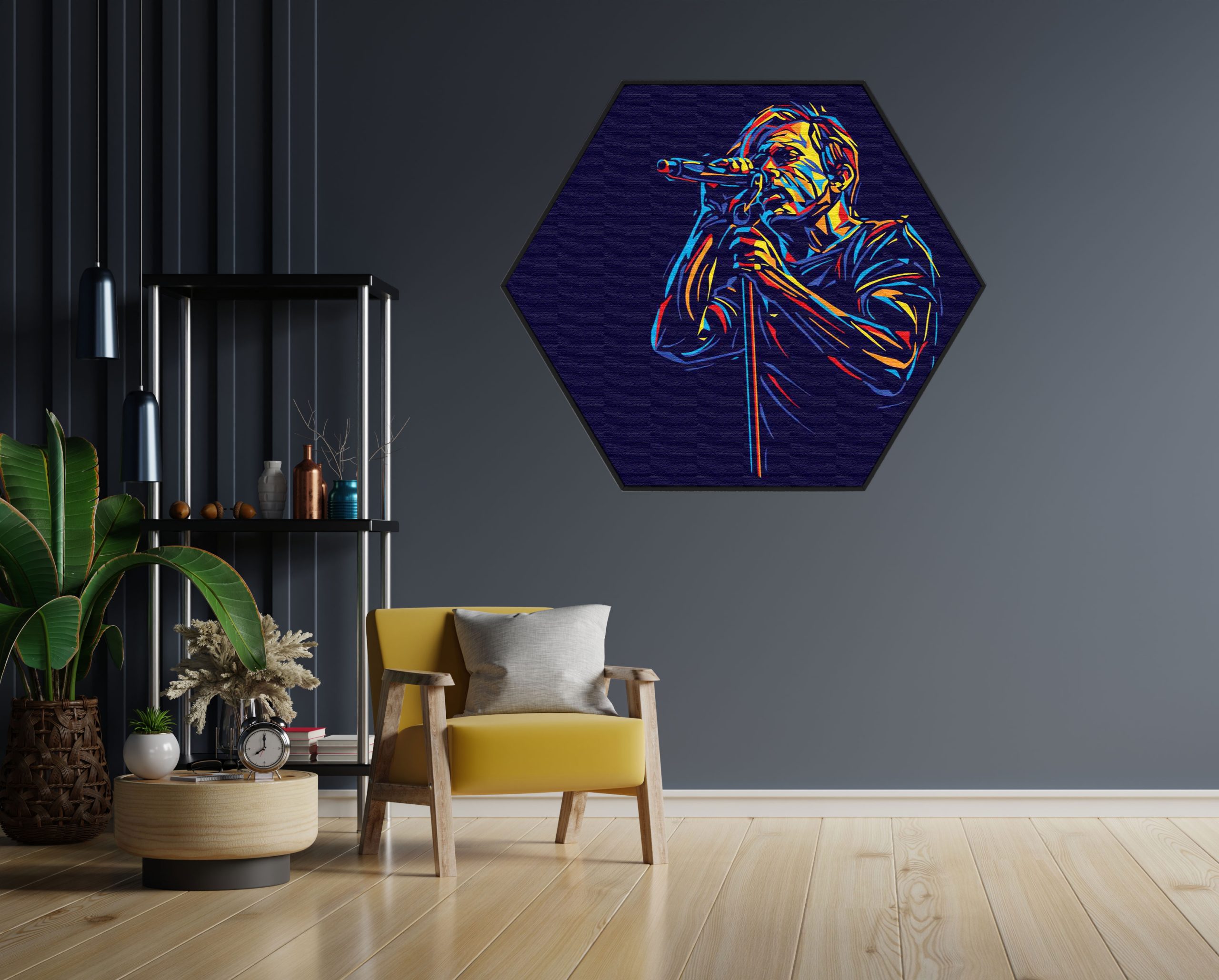 Akoestisch Schilderij De saxofoon Hexagon Template Hexagon muziek 17 1 scaled 1