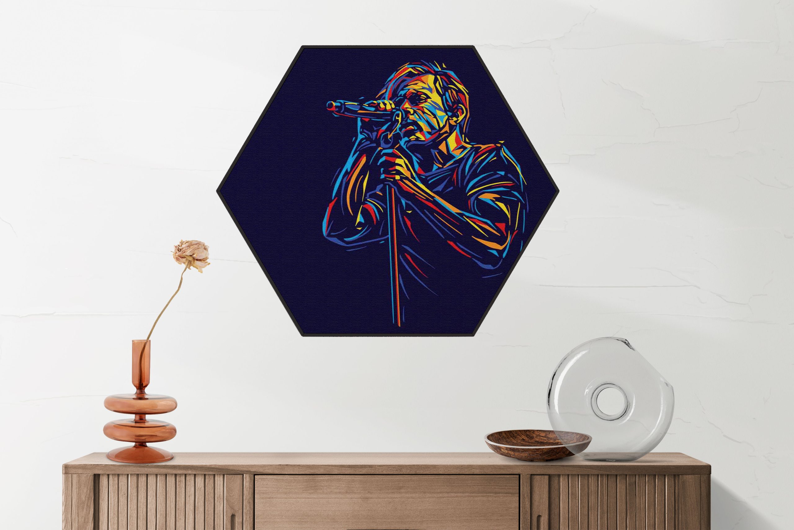 Akoestisch Schilderij De saxofoon Hexagon Template Hexagon muziek 17 2 scaled 1