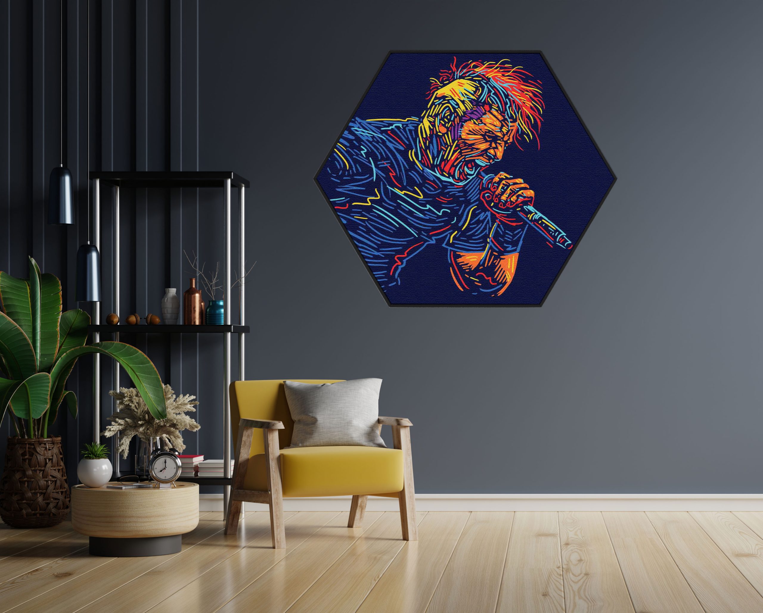 Akoestisch Schilderij De saxofoon Hexagon Template Hexagon muziek 18 1 scaled 1