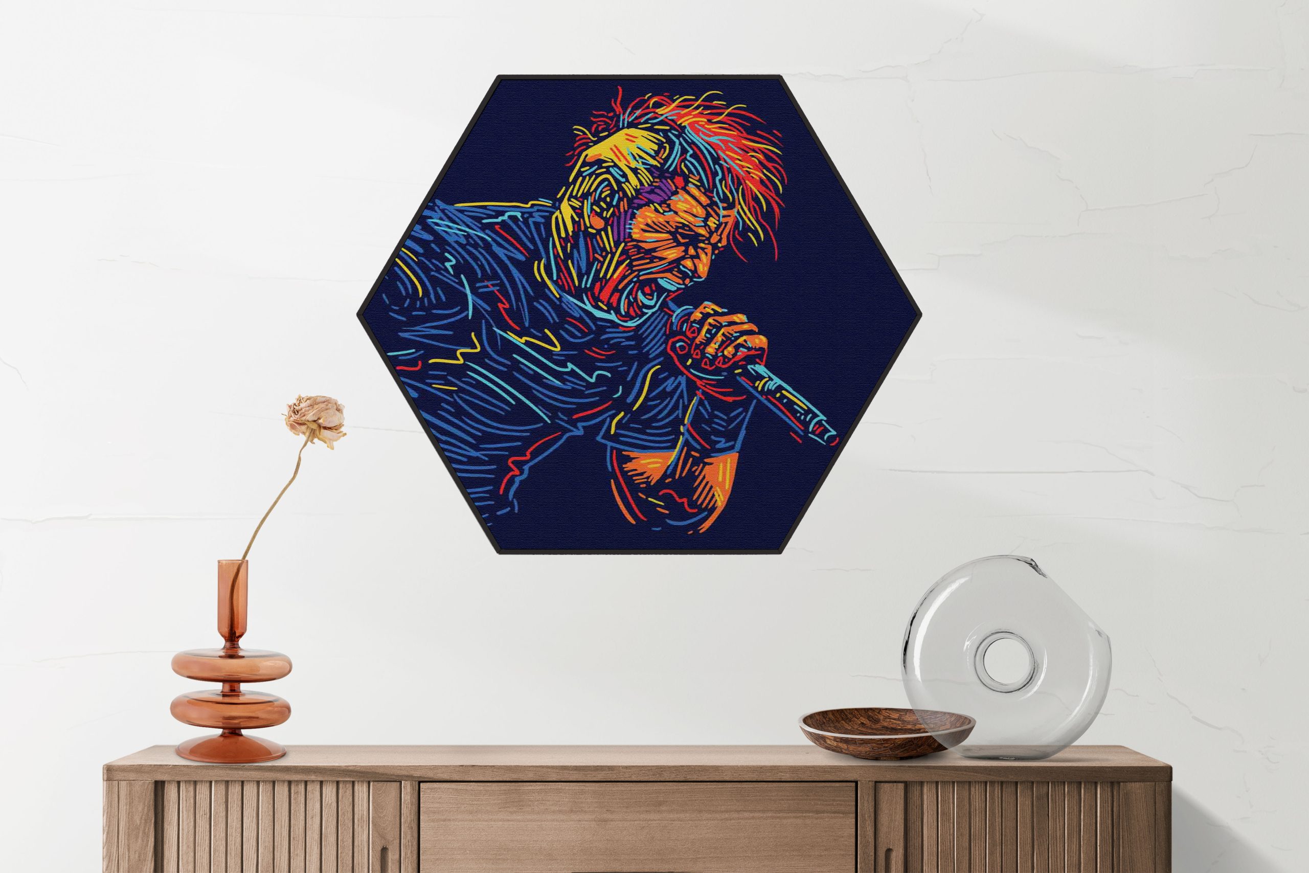 Akoestisch Schilderij De saxofoon Hexagon Template Hexagon muziek 18 2 scaled 1