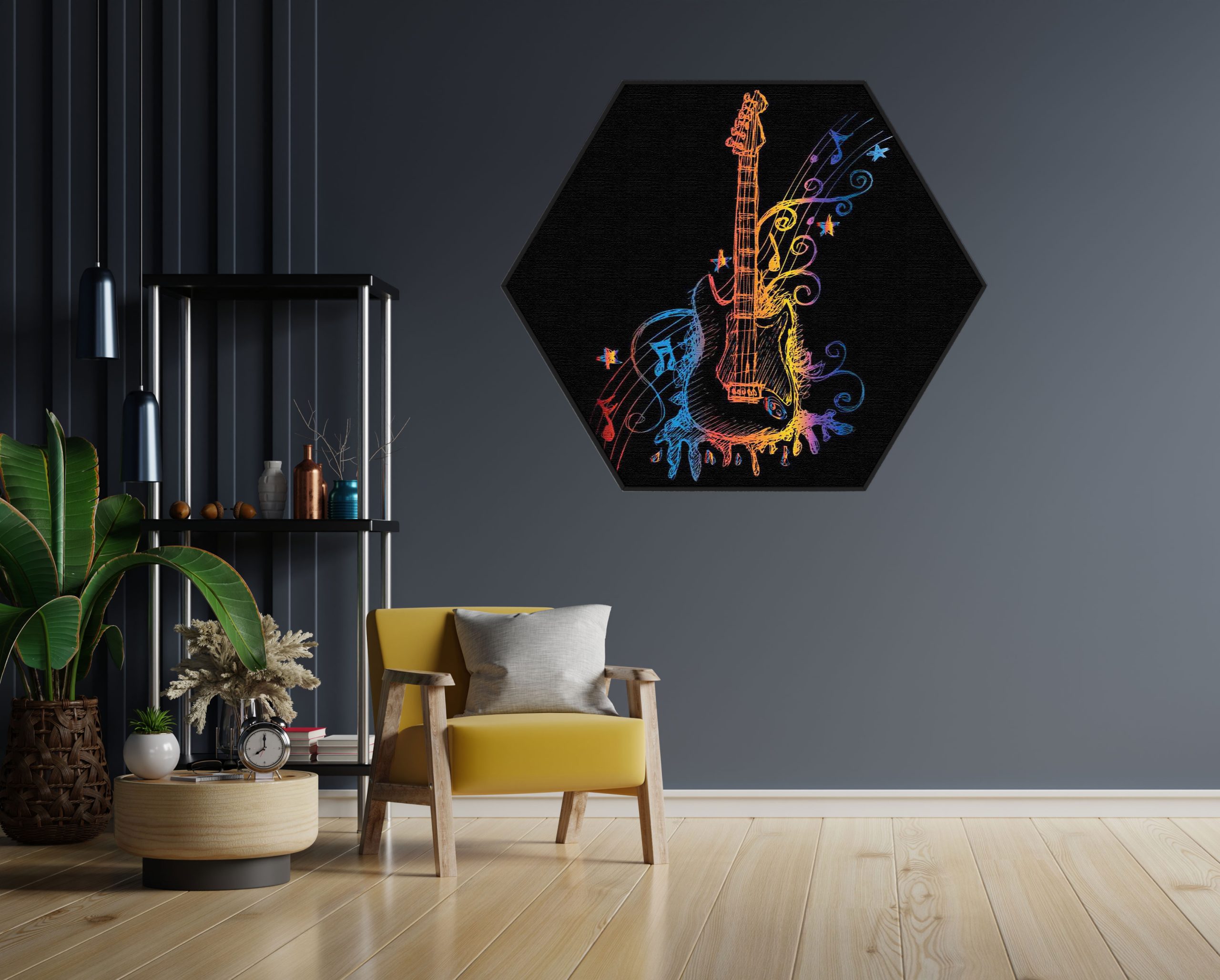 Akoestisch Schilderij Gitaar Hexagon Template Hexagon muziek 20 1 scaled 1