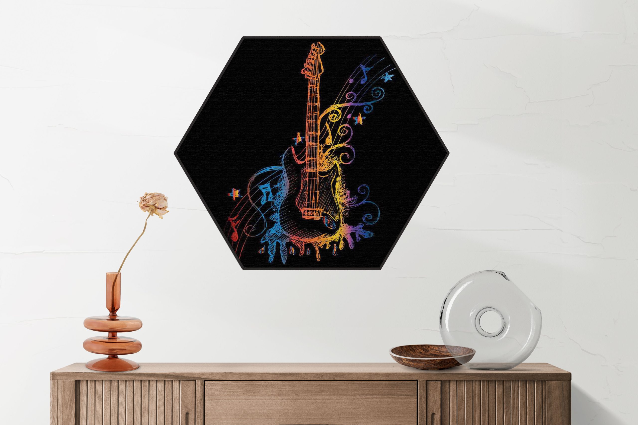 Akoestisch Schilderij Gitaar Hexagon Template Hexagon muziek 20 2 scaled 1