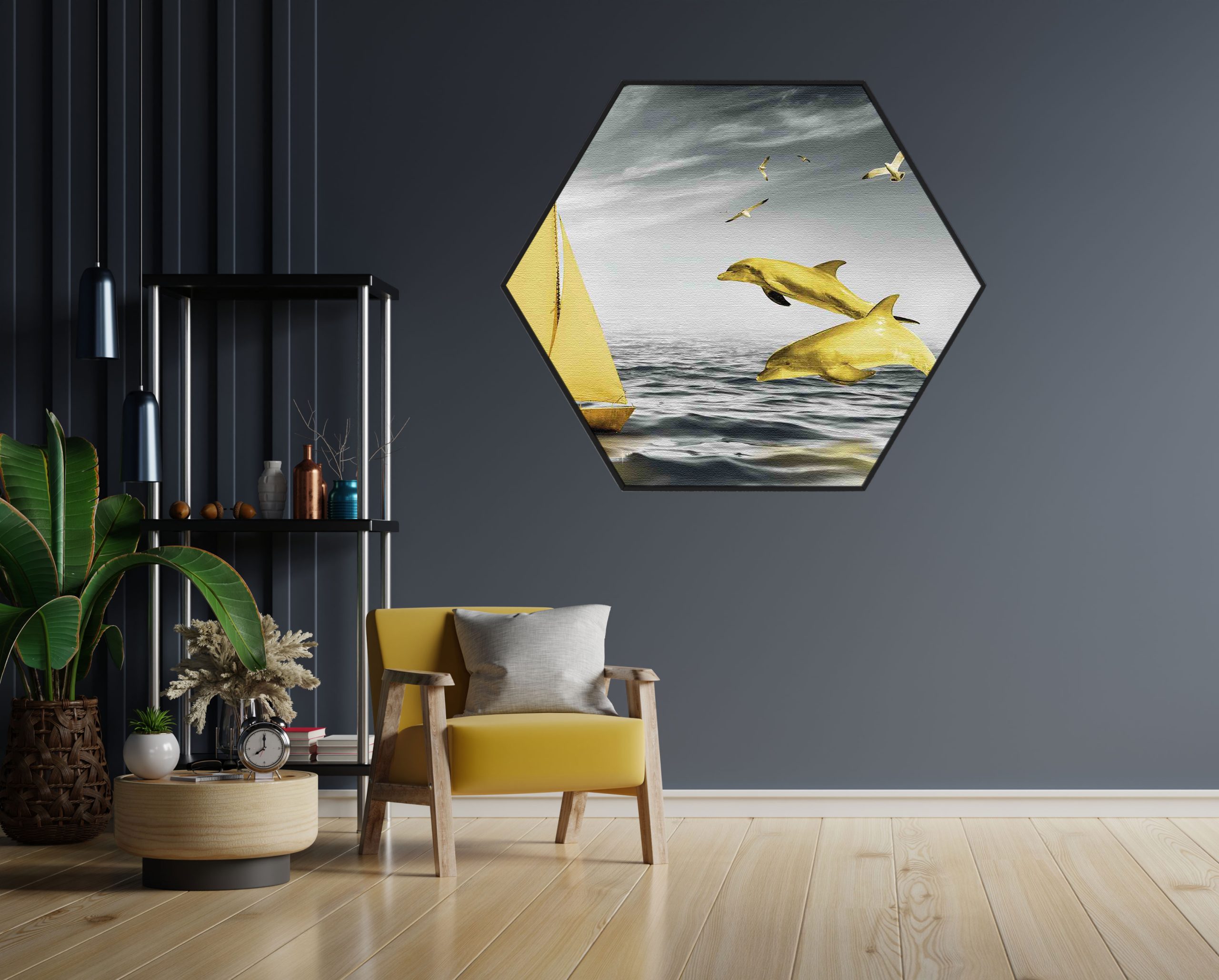 Akoestisch Schilderij Het gele bootje Hexagon Template Hexagon natuur 33 1 scaled 1
