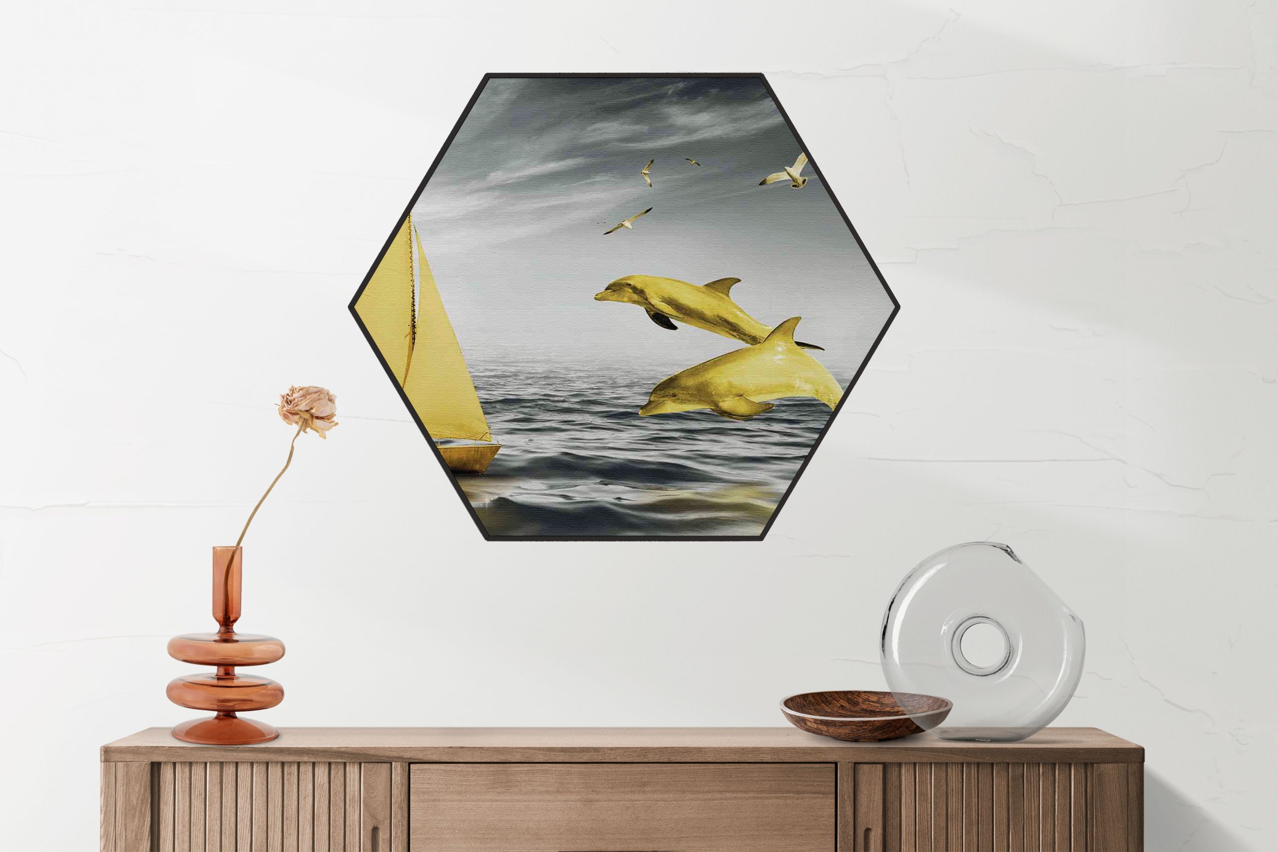 Akoestisch Schilderij Het gele bootje Hexagon Template Hexagon natuur 33 2 scaled 1