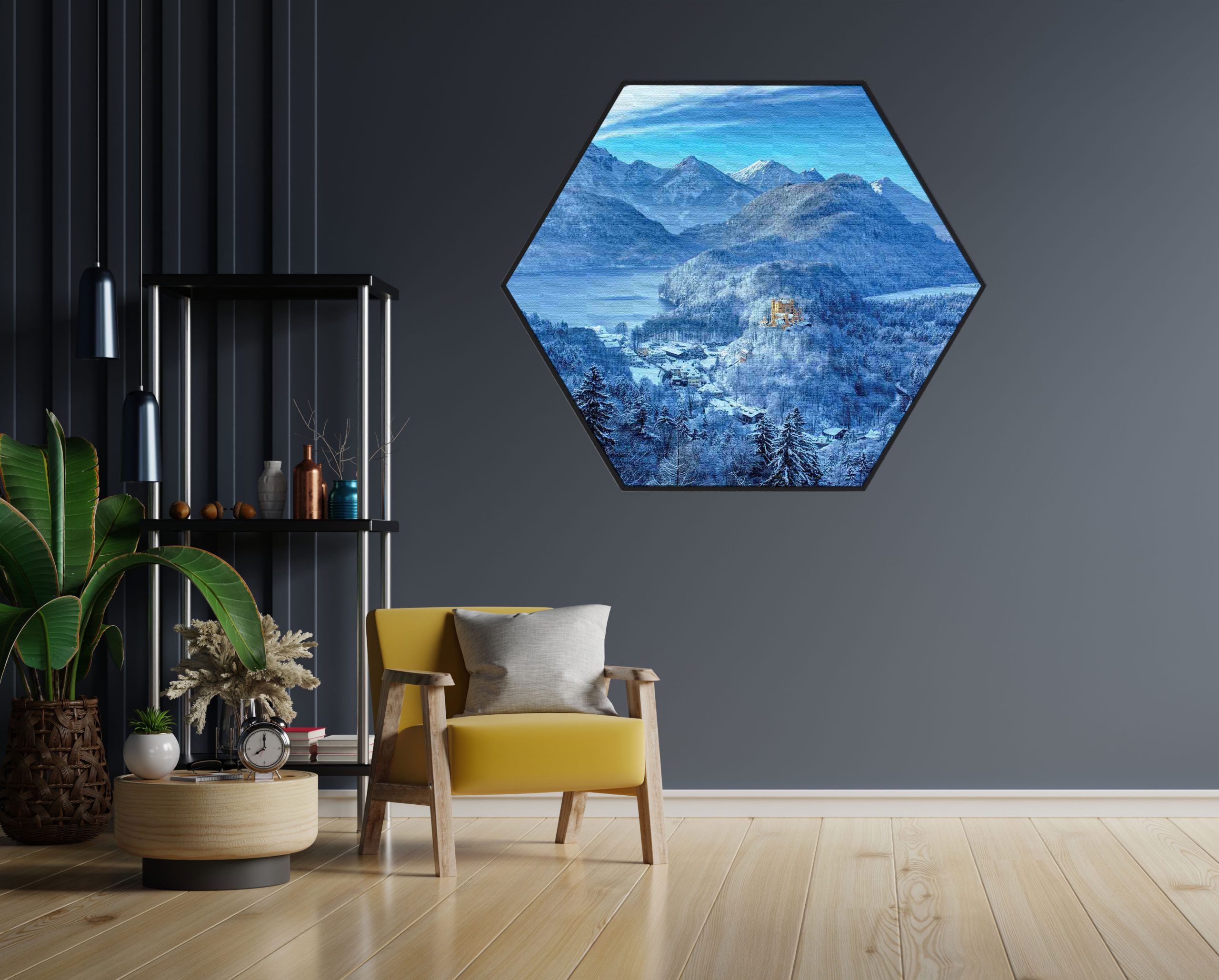 Akoestisch Schilderij De witte bergen Hexagon Template Hexagon natuur 40 1 scaled 1
