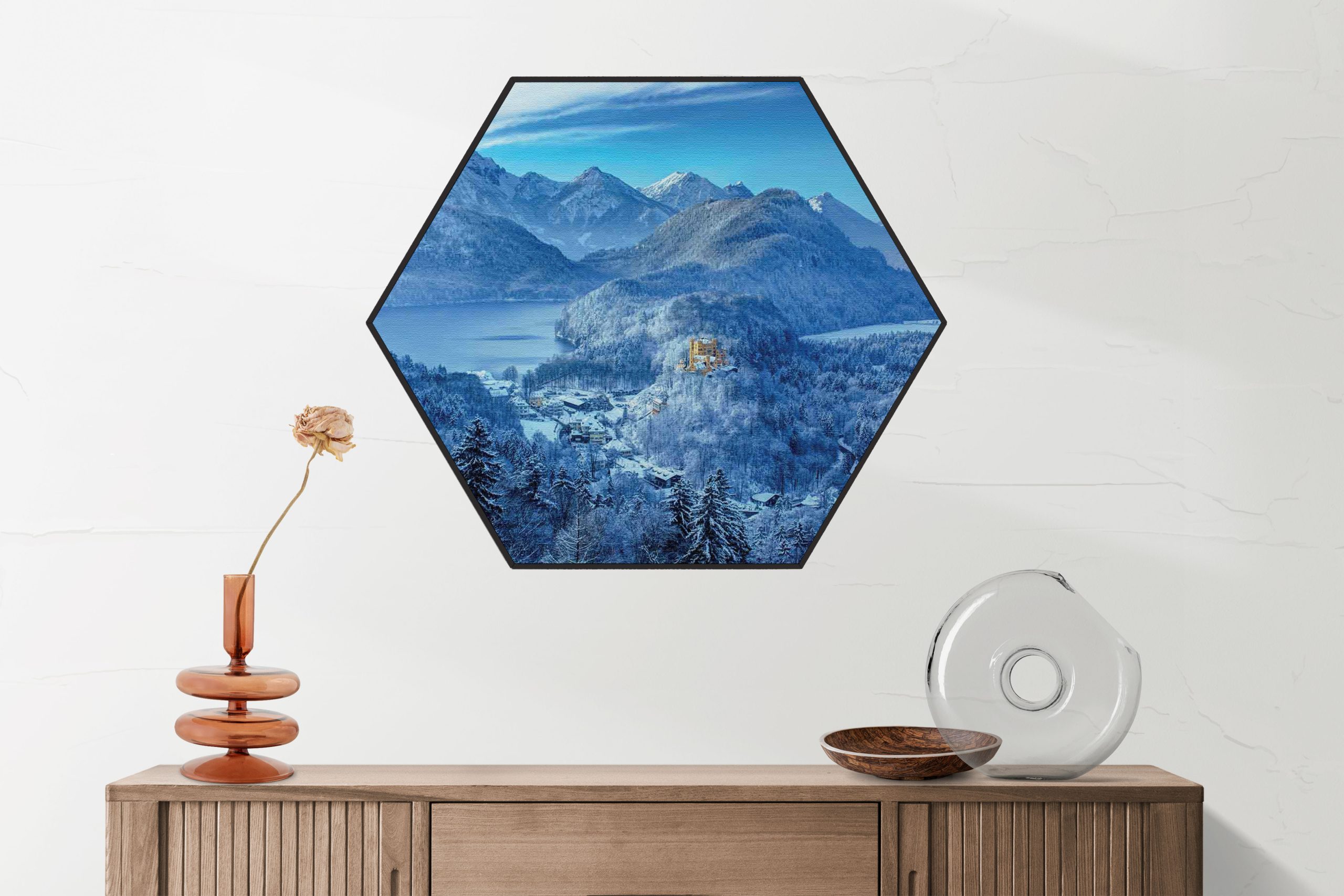 Akoestisch Schilderij De witte bergen Hexagon Template Hexagon natuur 40 2 scaled 1