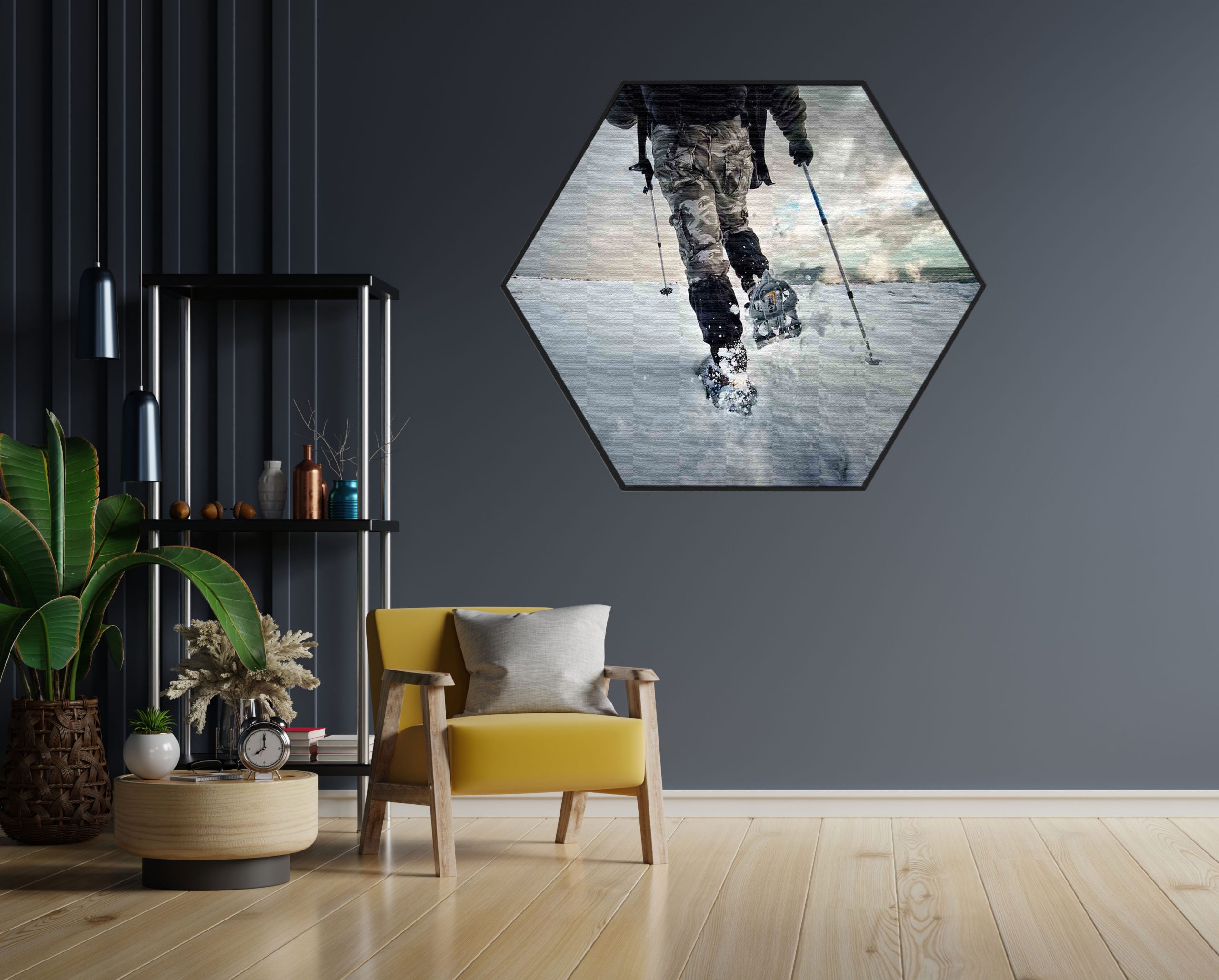 Akoestisch Schilderij Een lange winterwandeling Hexagon Template Hexagon natuur 43 1 scaled 1