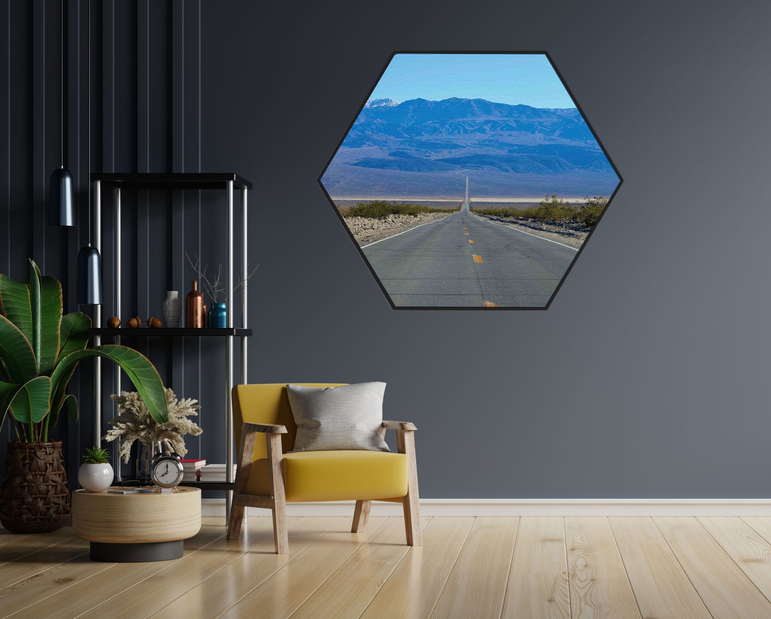 Akoestisch Schilderij The road in Deathvalley Hexagon Template Hexagon natuur 5 1 scaled 1