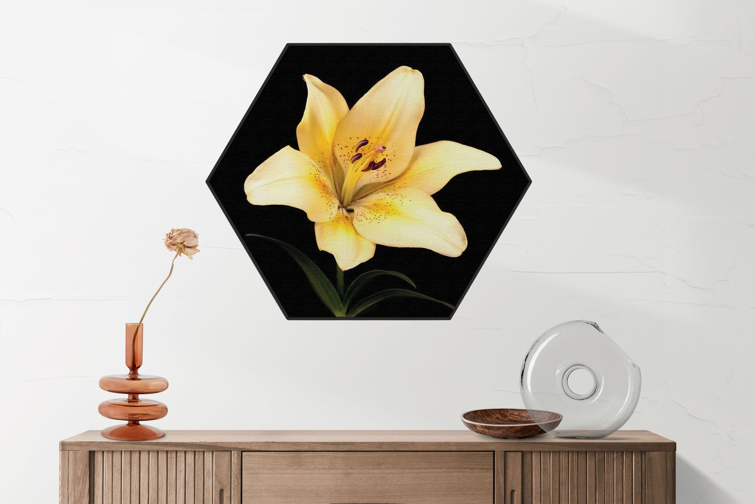 Akoestisch Schilderij Witte Lelie Hexagon Template Hexagon natuur 52 2 scaled 1