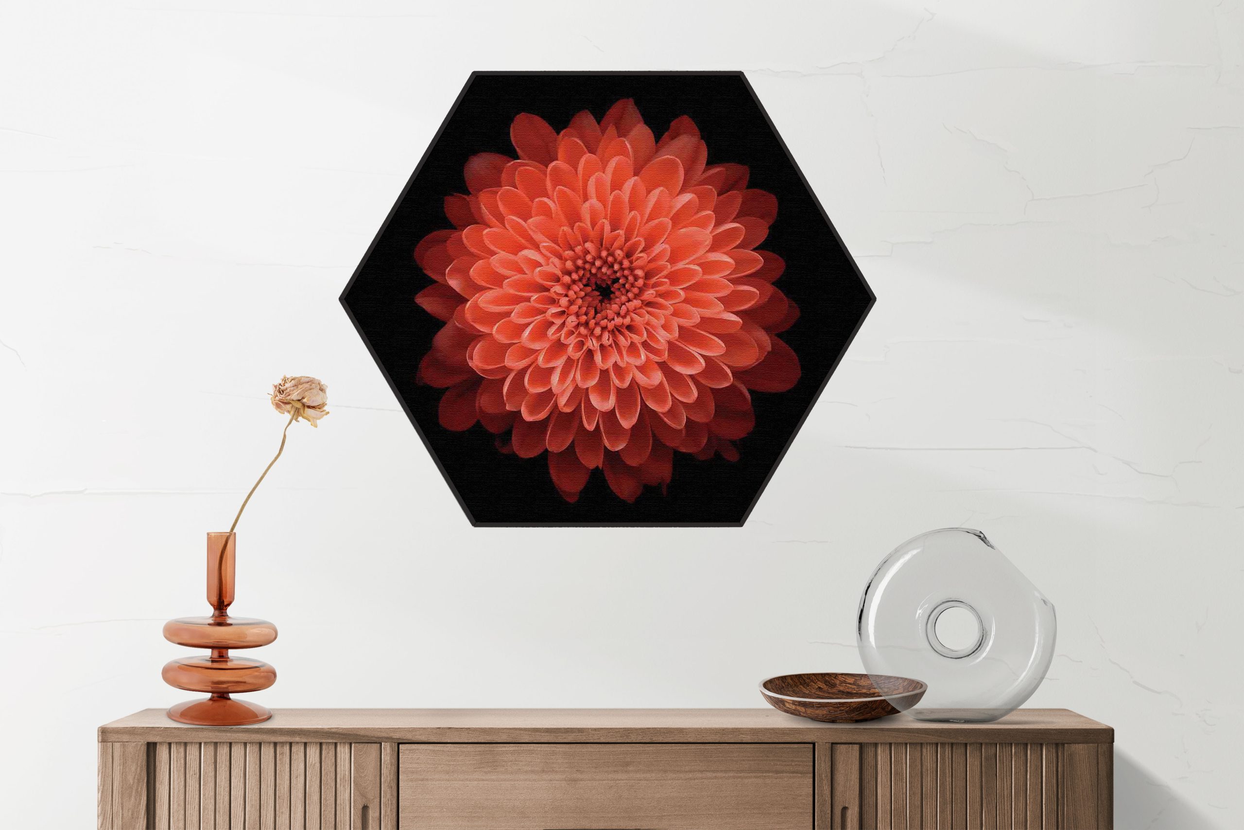 Akoestisch Schilderij Oranje Dahlia Hexagon Template Hexagon natuur 53 2 scaled 1