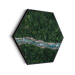 Akoestisch Schilderij Ruige rivier door bos Hexagon Template Hexagon natuur 65 scaled 1