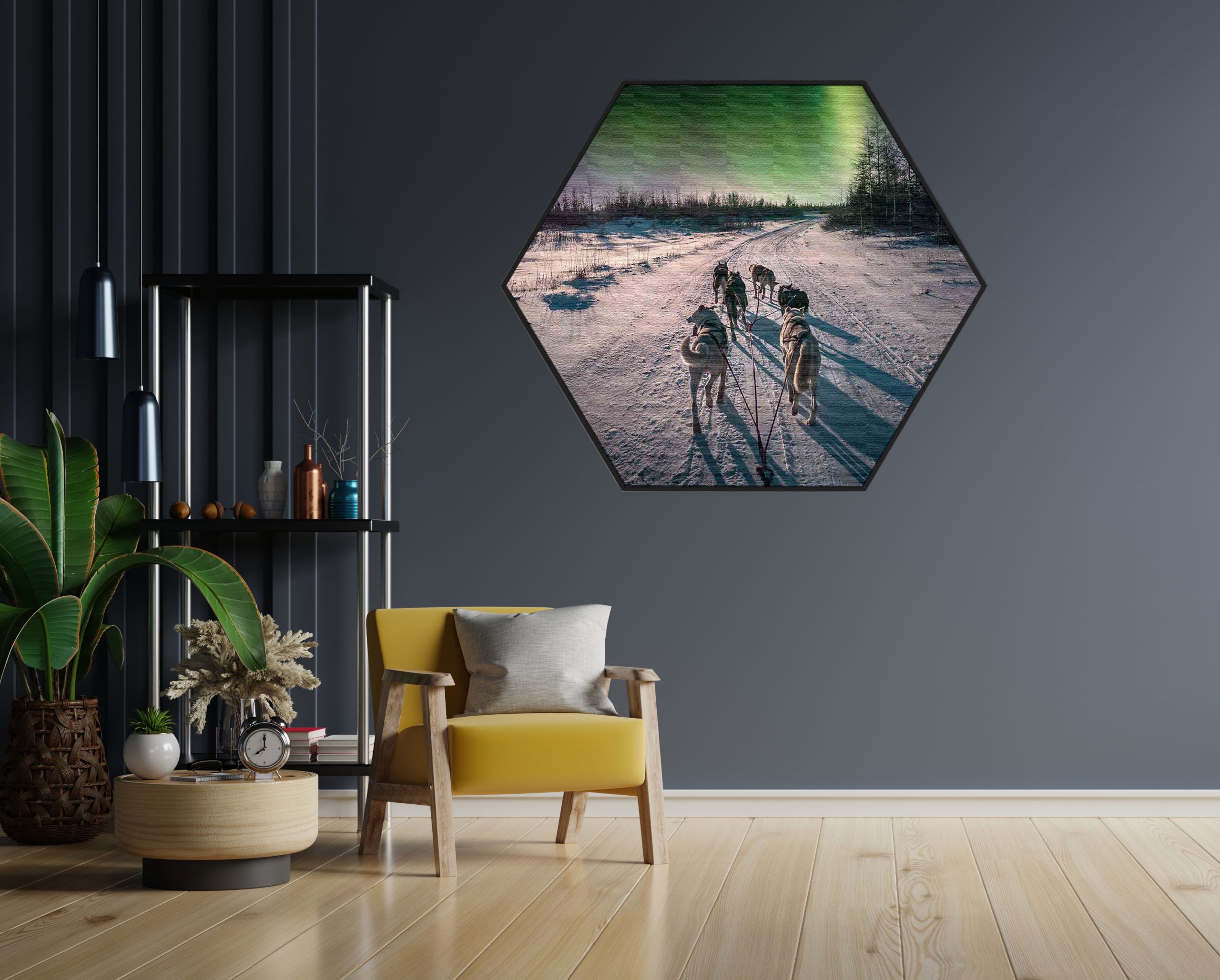 Akoestisch Schilderij Huskies door Lapland Hexagon Template Hexagon natuur 66 1 scaled 1