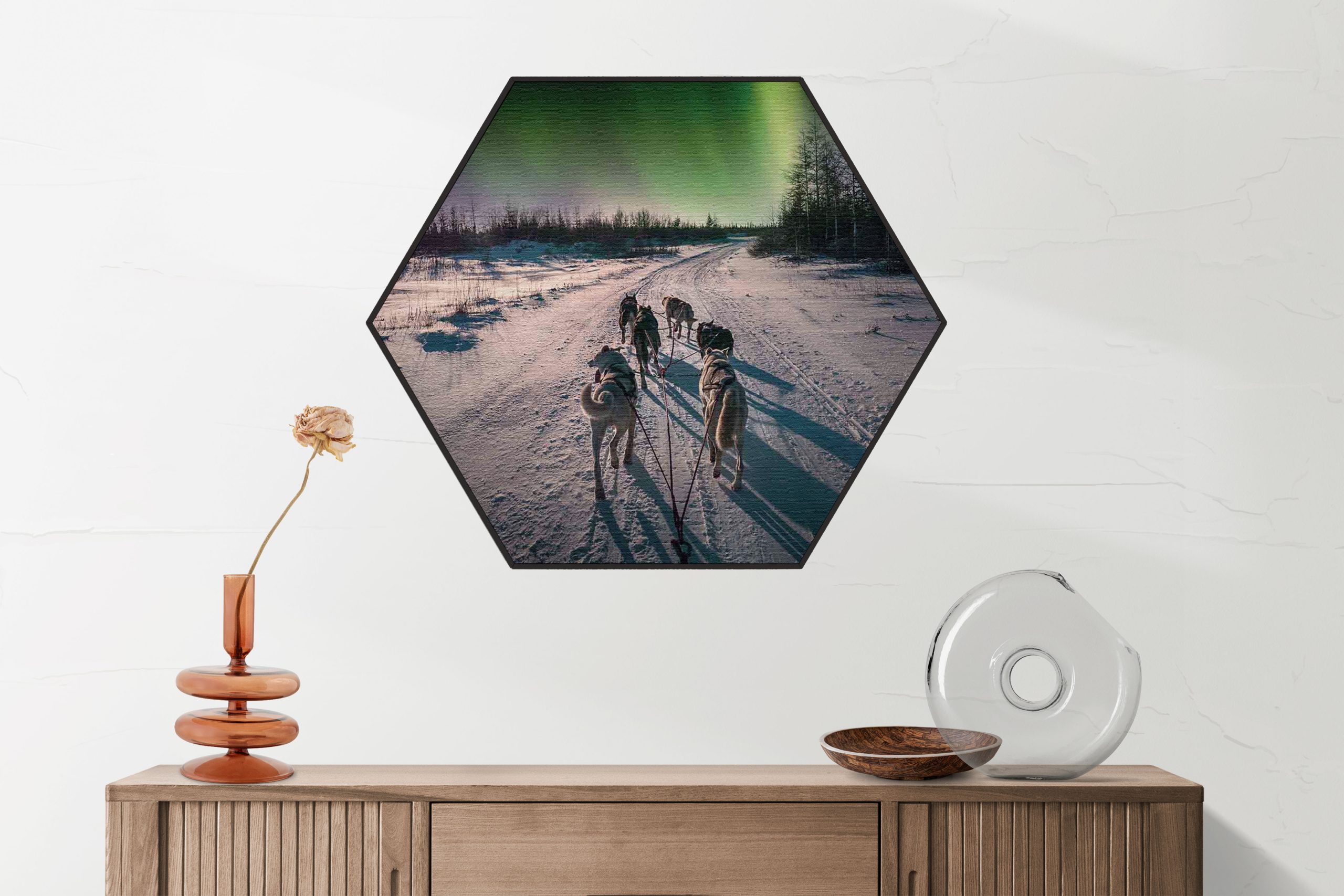 Akoestisch Schilderij Huskies door Lapland Hexagon Template Hexagon natuur 66 2 scaled 1