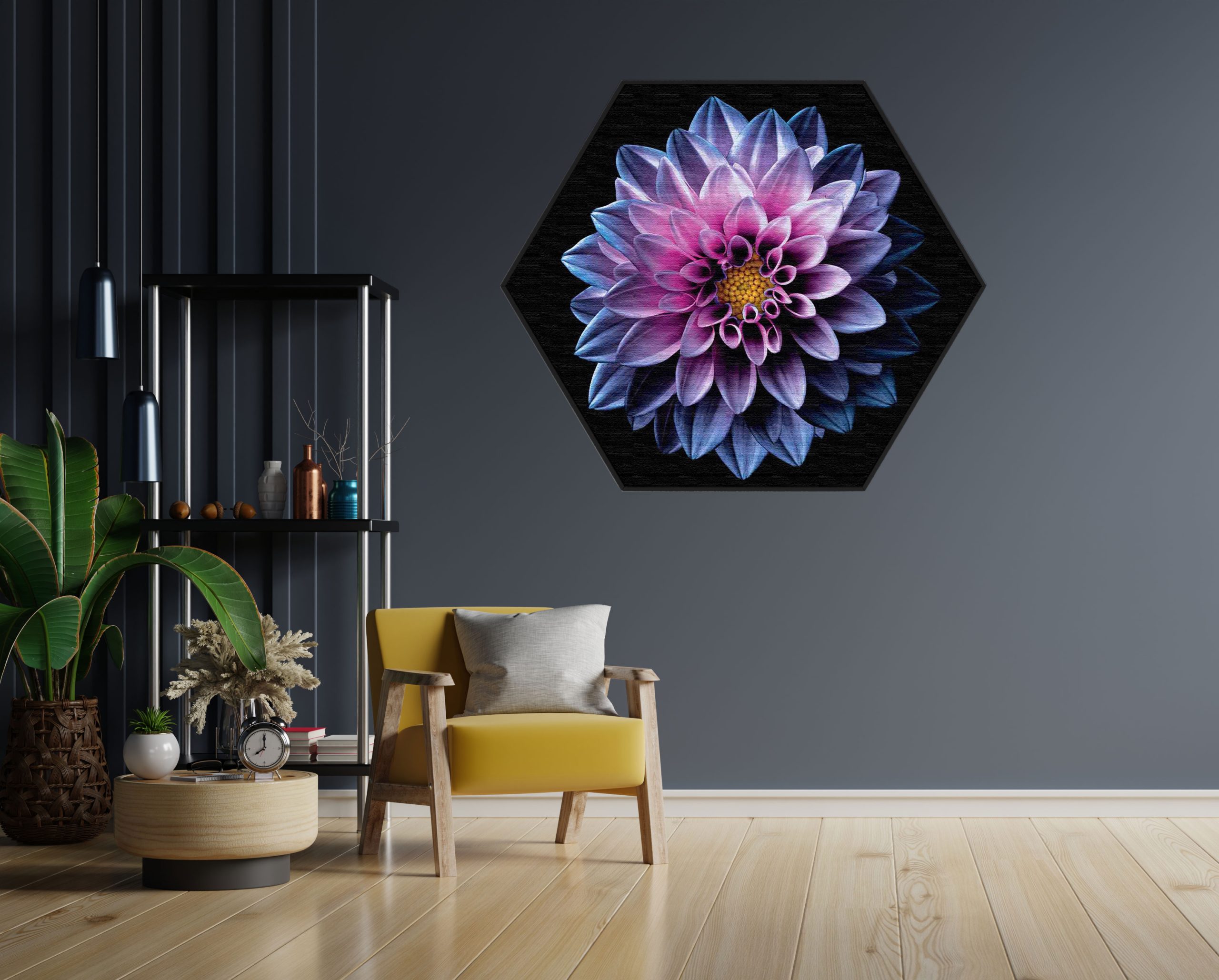 Akoestisch Schilderij Paarse Dahlia Hexagon Template Hexagon natuur 67 1 scaled 1