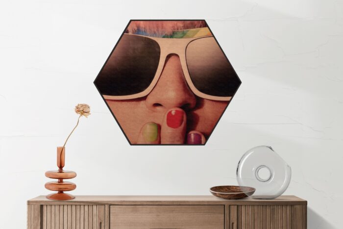 Akoestisch Schilderij Keep Silence Hippie Hexagon Template Hexagon retro 9 2 scaled 1