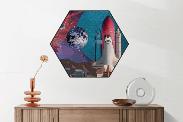 Akoestisch Schilderij The Space Race Hexagon Template Hexagon ruimtevaart 10 2 scaled 1