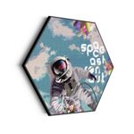Akoestisch Schilderij Astronaut in de ruimte Hexagon Template Hexagon ruimtevaart 11 scaled 1