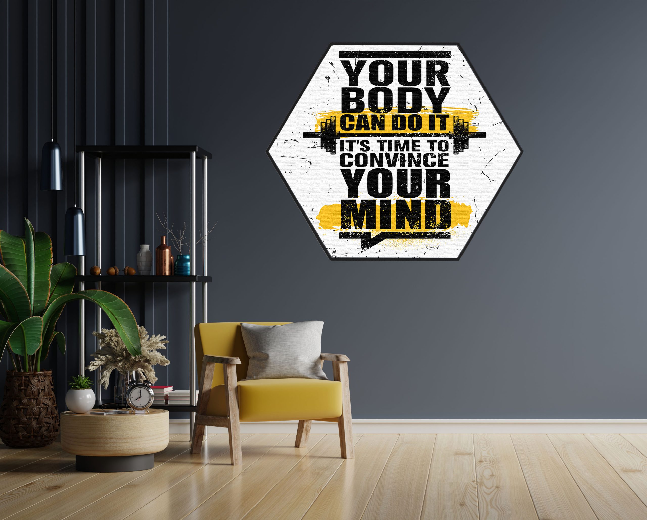 Akoestisch Schilderij You Body Can Do It, It's Time To Convince Your Mind Hexagon Template Hexagon sport 14 1 scaled 1